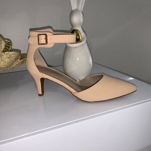 Elegant Nude Ankle Strap Heels
